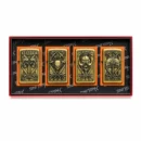 Jantai Vintage Gold Cannabis Leaf Skull Design Metal Windproof Lighter Set 4 Piece Collection