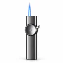 Premium Circular Cap Metal Lighter Refillable Windproof Blue Flame