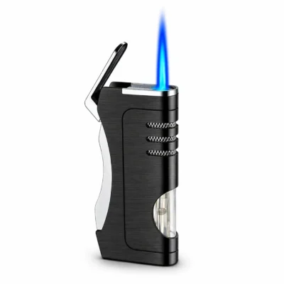 Premium Grip Design Torch Lighter Refillable Windproof Blue Flame