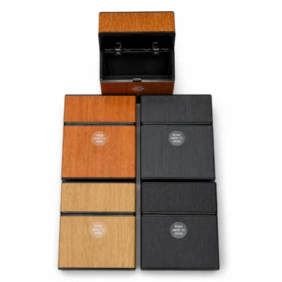 Premium Wooden Cigarette Case Push Button Flip Top Storage Box