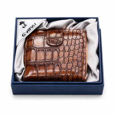 Premium Leather Cigarette Case Crocodile Texture Flip Cover Holder