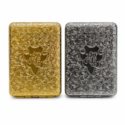 Premium Engraved Metal Cigarette Case Gold & Silver Finish