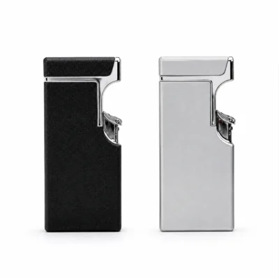 Luxury Slimline Soft Flame Metal Lighter Modern Dual Finish Pocket Edition
