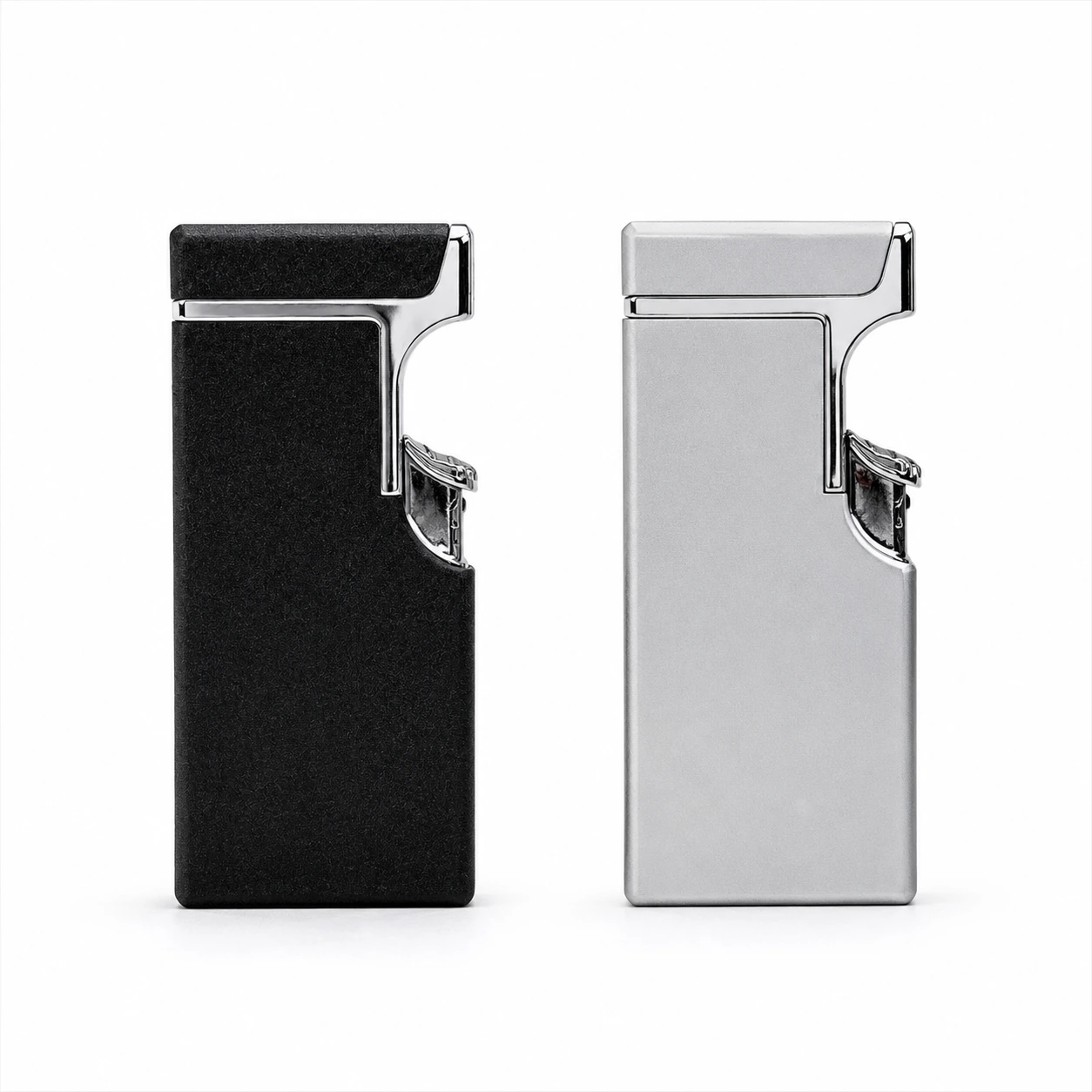 Luxury Slimline Soft Flame Metal Lighter Modern Dual Finish Pocket Edition