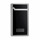 Premium Glossy Black Metal Lighter Slim Windproof Pocket Flame Design