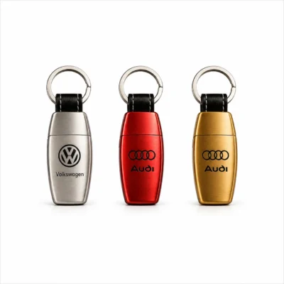 Premium Car Logo Metal Keychain Lighter Compact Windproof Pocket Flame Design