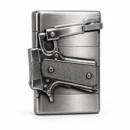 Premium Silver Pistol Shape Metal Lighter Vintage Windproof Pocket Flame Design